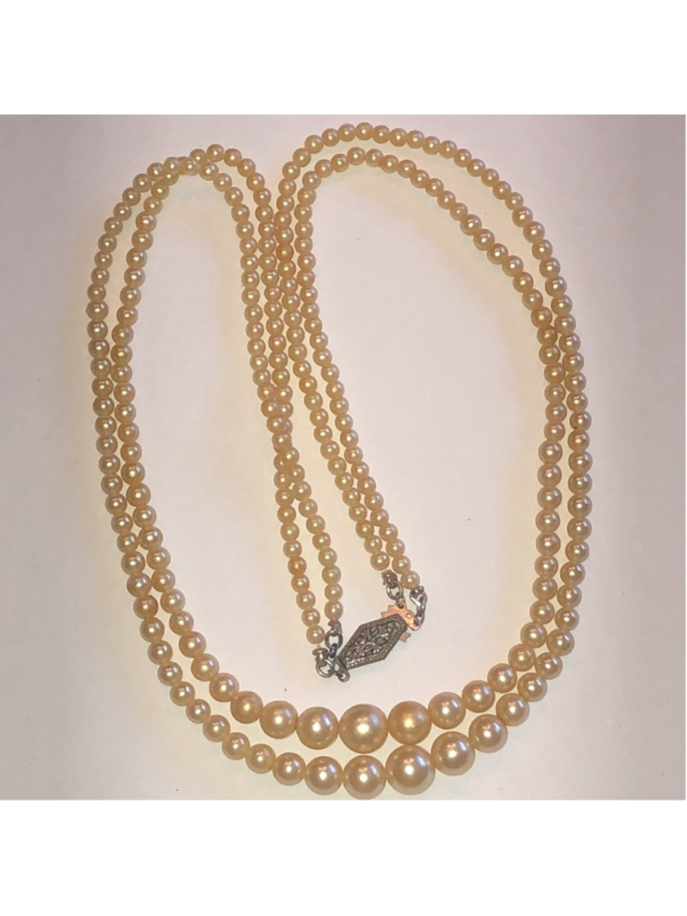Elegant Sterling Clasp Vintage Faux Pearl Beaded Boho Necklace